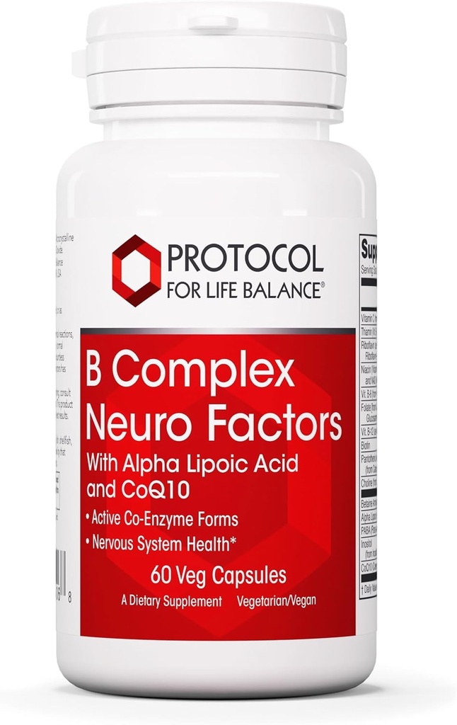 PROTOKOL OM LIV BALANCE B Complex Neuro Factors - with Vitamin C, Alpha- Lipoic Acid, CoQ10, og mere - 60 Veg Caps