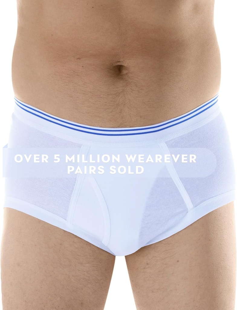Wearever Incontinence Undertøj til mænd - Genanvendelige & Afvaskelige Herre Bstige Control Briefs med Regelmæssig Absorption - Læk Bevis Undertøj 150 ml (enkelt par) (Hvid) (3XL) (Waist 46-48)