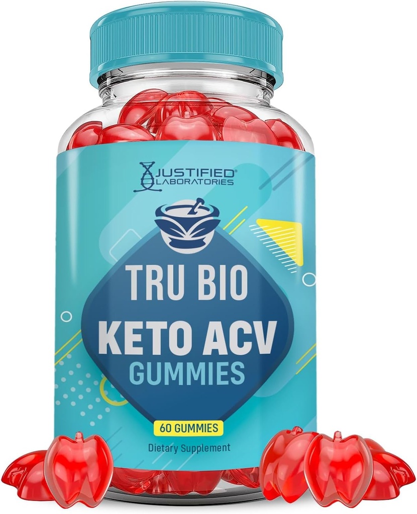 Justified Laboratories Tru Bio Keto ACV Gummies Advanced Formel 1000MG TruiBIo Keto Gummies Apple Cider Vinciate Formuleret med Pomegranate Beet Juice Powder B12 Vegan Non GMO 60 Gummys