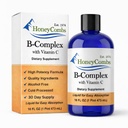 HoneyCombs Vitamin B Complex Drops - Flydende tillæg med vitamin B1, B2, B3, B5, B6, B7, B9, B12 & C-vitamin - Super B Complex Vitamin - Alkohol- Free Liquid Vitamin Supplement, 16 Fl Oz.
