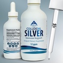 Nano kolloid sølv væske til immunforsvar, 12 PPM Deionized Sølv, 4 Oz glasflaske med måling Dropper, 24 Servere
