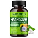 NATURELO Magnesium Glycinat Chelat Complex - 200 mg Magnesium med økologiske grøntsager til at understøtte søvn, rolig, muskelkramper og stress Relief - Gluten fri, ikke GMO - 120 kapsler