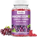 Magnesium Gummier for børn - Magnesium Glycinat, Citrat, Prebiotic, Zink - Børn og voksne Magnesium Complex Rolig Gummier for nerve ben & Muskelsundhed for børn Wellness, Vegansk Grape Flavor 60 Tæl