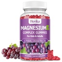 Magnesium Gummies for Kids - Magnesium Glycinate, Citrate, Prebiotic, Zinc - Kids & Adults Magnesium Complex Calm Gummies for Nerve Bone & Muscle Health for Kids Wellness, Vegan Grape Flavor 60 Count