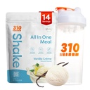 310 Nutrition All- in- One Meal Erstatning Shake Powder w / Shaker Cup Starter Kit - High Protein Fiber Rich Vegan Superfood Blend - Sugar- Free, Keto & Paleo Friendly, Low Carb - Vanilla Creme 14 srv