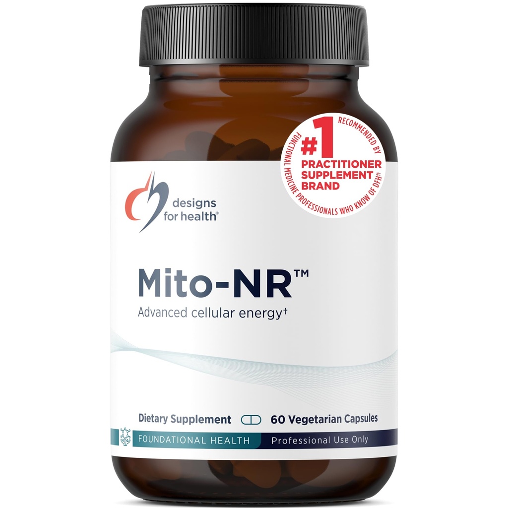 Design til sundhed Mito- NR - Nicotinamid Riboside (NAD Supplement) med COQ10 + Trans Geranylgeraniol - NR + GG Supplement til Mitokondriel Cell Health Support (60 kapsler)