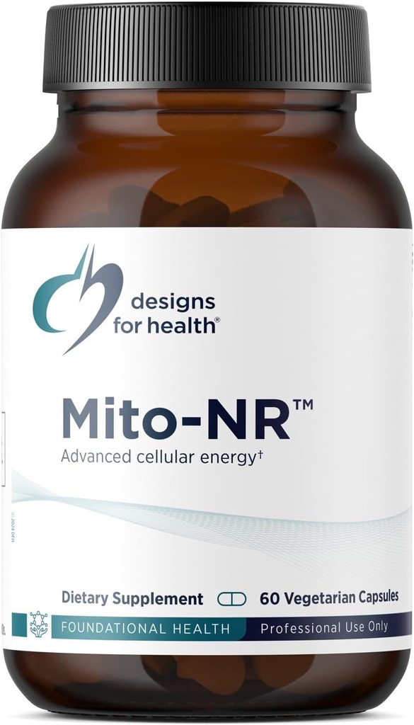 Design til sundhed Mito- NR - Nicotinamid Riboside (NAD Supplement) med COQ10 + Trans Geranylgeraniol - NR + GG Supplement til Mitokondriel Cell Health Support (60 kapsler)