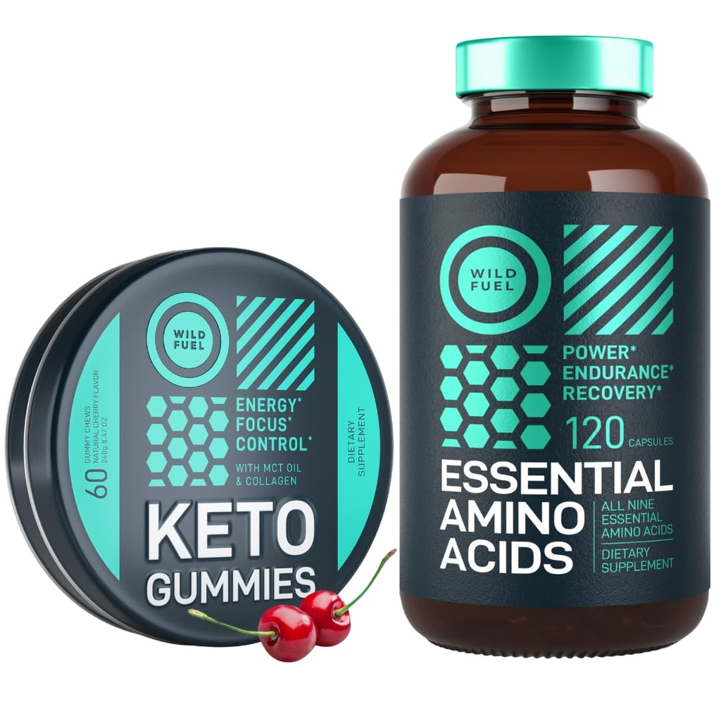 WILD FUEL Essential Aminosyre supplement og Keto Candy MCT Oil Keto Gummies Energi, Power og Recovery Bundle