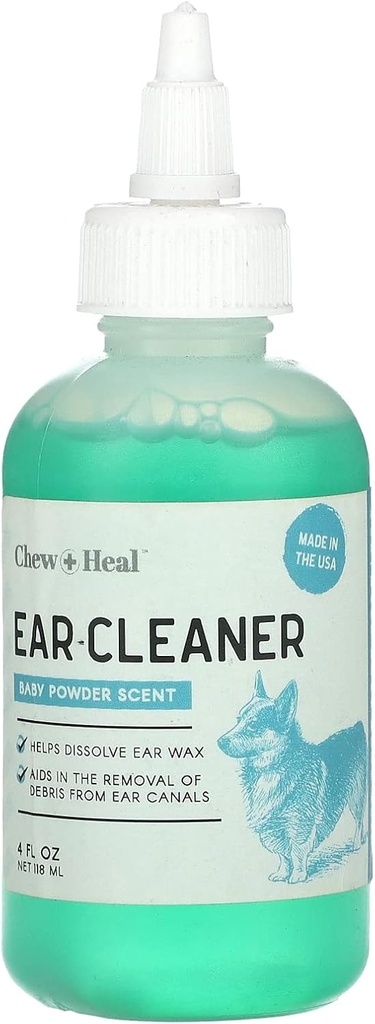 Chew + Heal Hund Øre Cleaner Solution- 124; 4 oz Dropper - 124; Pet Ørevask til hunde & Katte for at forebygge infektioner & Fjern wax - 124; Lindrende Aloe, Witch Hazel & Tea Tree Olie- 124; Gentle, Vet- godkendt formel