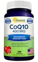 aSquared Nutrition CoQ10 (400mg Max Strength, 100 Veggie Capsules) - High Absorption Coenzym Q10 Powder - Ubiquinon Supplement Pills, Extra Antioxidant CO Q- 10 Enzyme Vitamin Tablets, Coq 10 400 mg