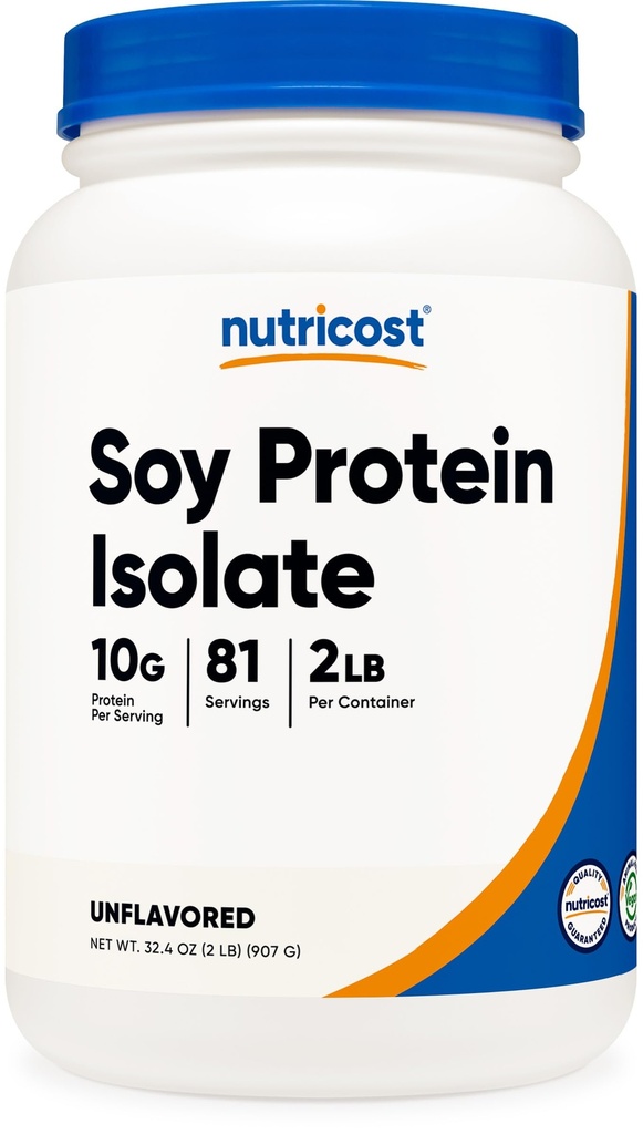 Nutricost Soy Protein Isolate Powder, 2 LB Uden smag - 10 gram protein per servering, Vegan, GMO- Free & Gluten Free