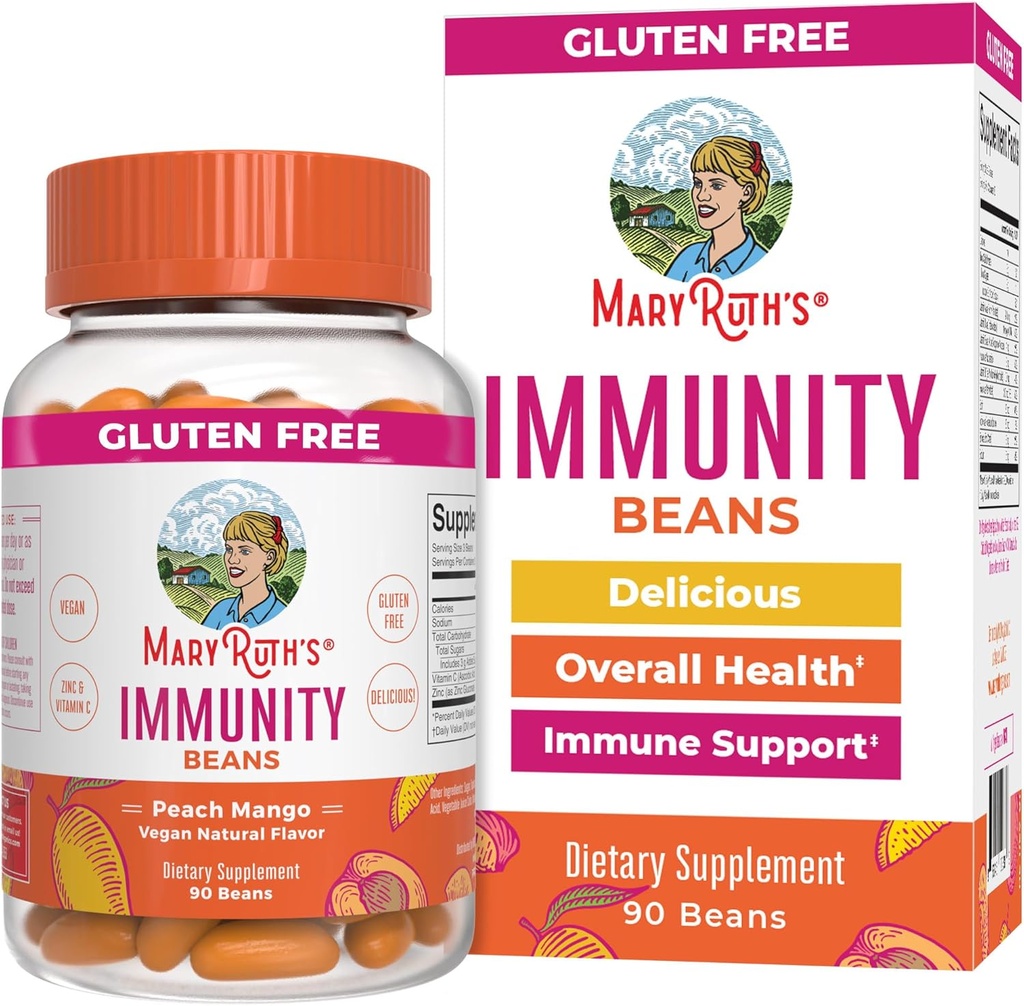 MaryRuth Organics Voksen immunforsvar Vita- Bønner med zink og C-vitamin tillæg for alderen 14 + Note 124; Immunitet Vitamin Bønner 124; Vegan, Non- GMO, Gluten Free