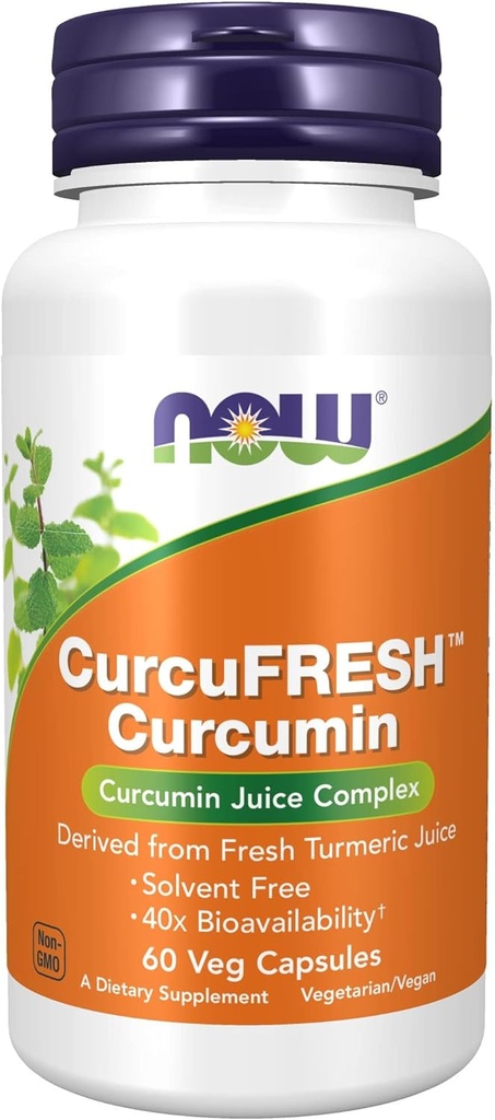 Now Foods Supplements, CurcuFRESH ™ Curcumin, afledt af frisk gurkemeje, Curcumin Juice Complex, 60 Veg Kapsler