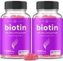 NutraChamps (2 Pack) Biotin Gummies 10,000mcg [høj potens] for sundt hår, hud & negle til voksne & børn - 5000mcg i hver Gummy Vitamin - Vegan, ikke-GMO, Pectin- baseret hår sundhed supplement