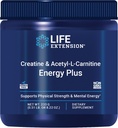 Life Extension Creatine Acetyl- L- Carnitin Energy Plus, Energy Support, kreatinmonohydrat, Acetyl- L- carnitin, Gluten- Free, Non- GMO, Vegetar, 30 Servering