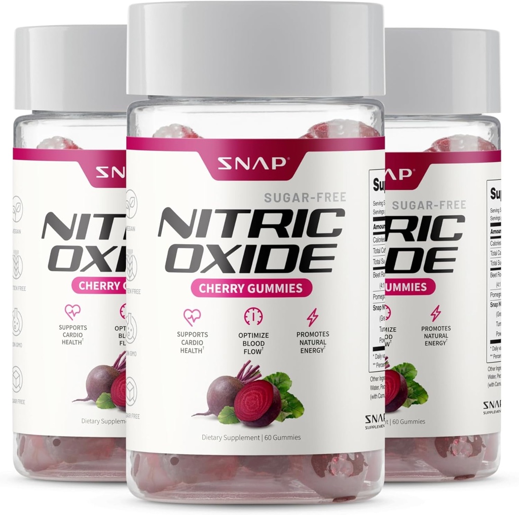 Snap kosttilskud Nitroxide Beet Root Gummies - Støtte sund blodcirkulation, 180 Gummies