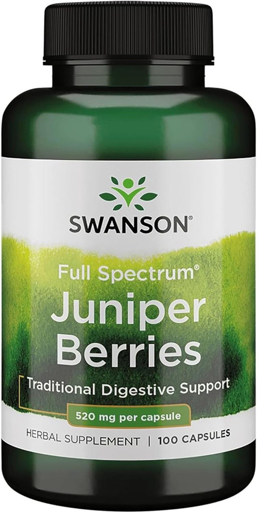 Swanson Juniper Berries Digestive Immunsystem Health Fiber Herbal Supplement 520 mg 100 Kapsler (Caps)