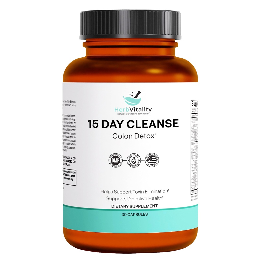 15-Day Colon Cleanse - Detox & Gut Health Support med Probiotika, Aloe Vera, Licorice Root & Psyllium Husk - Understøtter fordøjelse, immunforsvar og nyresundhed for mænd og kvinder
