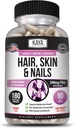 Kaya Naturals Hair Skin Nail Capsules BIOTIN Vitamin D Vitamin B-12 A Folic Acid Support, Hair Support Vitamin Supplement - 180 Count