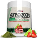 EHP Labs Oxygreen Super Green Powder - Spirulina & Chlorella Superfood, Green Juice Powder & Green Kosttilskud med Prebiotic Fibre, Antioxidanter & Immunity Support, 30 Serves (Strawb. Formand