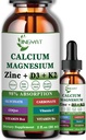 Calcium Magnesium Zinkvæske dråber, Flydende Magnesium Glycinat 500mg Calcium 1000mg med vitamin D3, K2, B6, B12, Coq10 for ben styrke, muskelfunktion, 6X stærkere end gummies kapsler