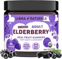 Llama Naturals Elderberry Gummies for Adults, Vegan, Organic Immune Support Supplement with Vitamin C and Zinc, Real Fruit Gummy Vitamins for Immunity, Chewable, No Added Sugar Cane, 90 Ct