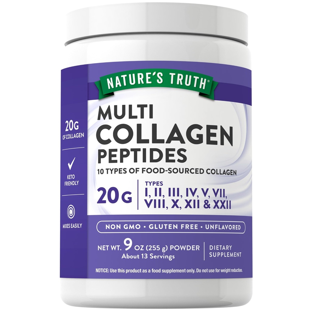 Nature 's Truth Multi Collagen Peptid Powder Mex124; 9 oz Mex124; Type I, II, III, V, X Mex124; Unflavored Mex124; Non- GMO & Gluten Free Supplement
