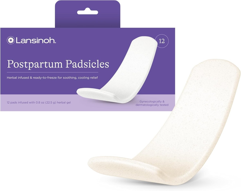 Lansinoh Postpartum Cooling Pads, Perineal Ice Packs, 12 Greve, Witch Hazel Pads til Postpartum Care, Padsics med køling og Comforting Aloe Vera