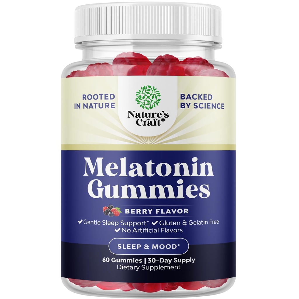 Melatonin 5mg Natural - Gelatine Free og Halal Melatonin Gummies 5mg Sovetilskud til voksne - Berry Sleep Gummies til voksne falder hurtigere med naturlige smagsstoffer og farver 60ct