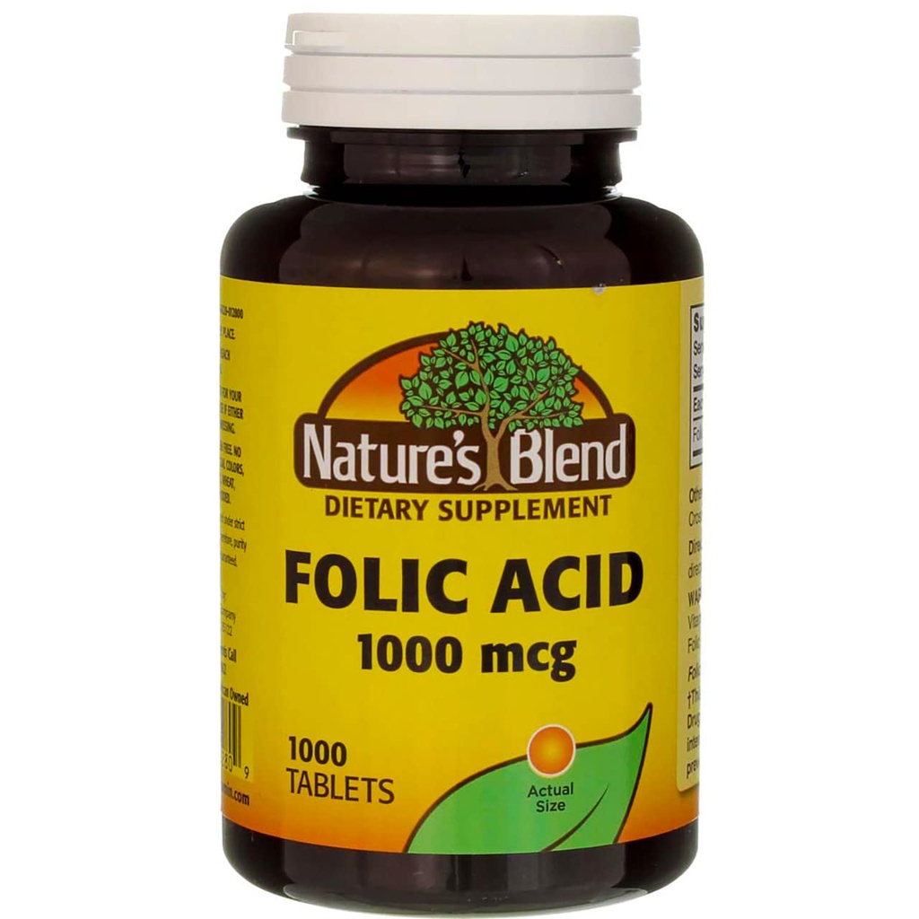 Naturens Blend Folinsyre 1000 mcg - 1000 tabletter Pakning med 3