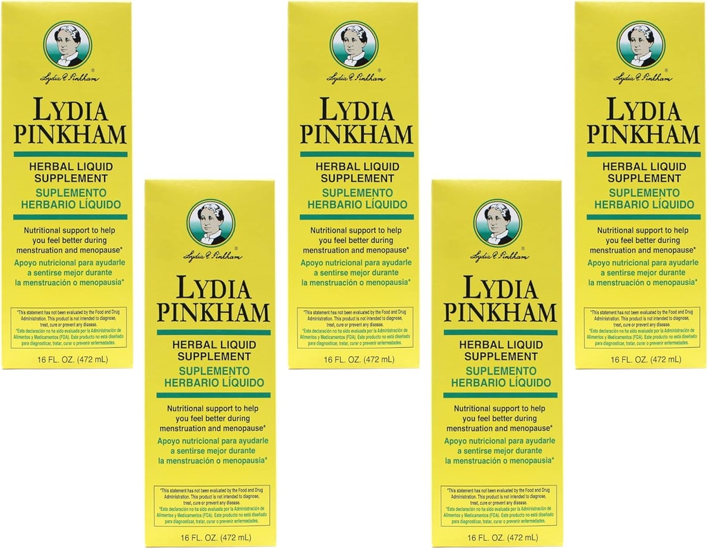 Lydia Pinkham Herbal Liquid Supplement 16 oz (pakning med 5)