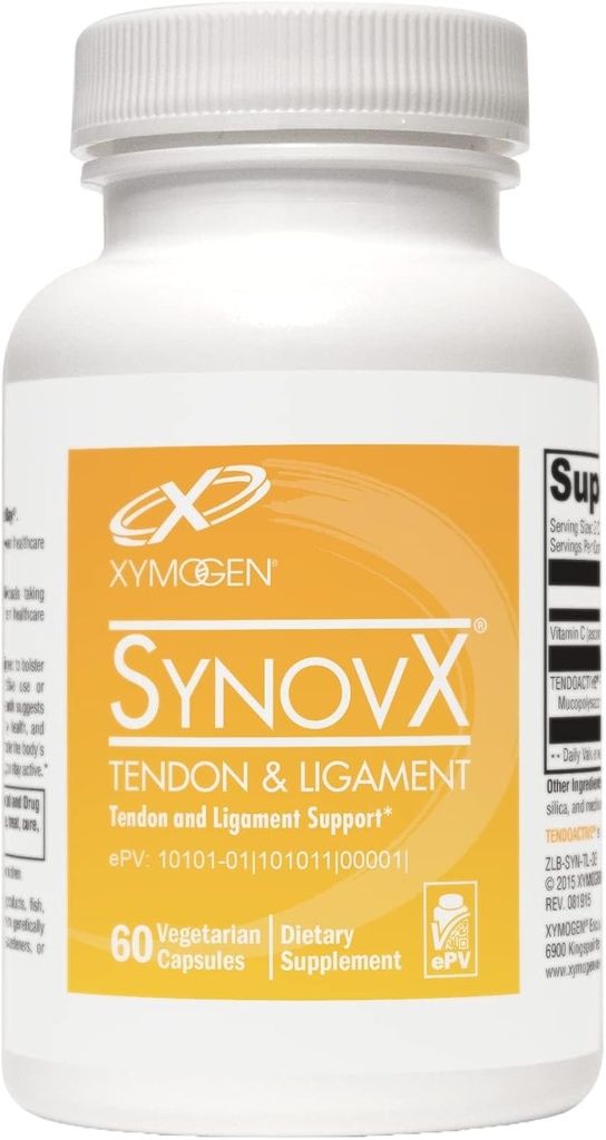 XYMOGEN SynovX Tendon & Ligament - Supports The Body’s Processes of Tendon & Ligament Comfort & Self-Repair - Mucopolysaccharides & Type I Collagen (60 Capsules)