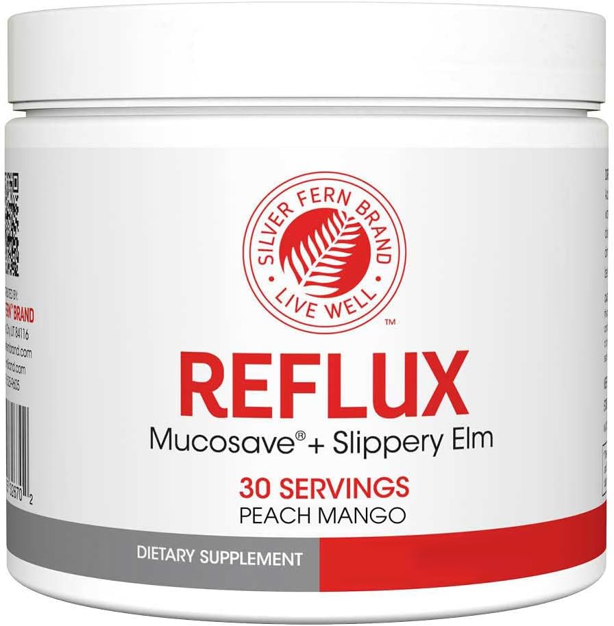 Reflux fordøjelsestillæg - Peach Mango Flavor - Hver tub = 30 Scoops = 30 Serveringer - Mucosal support for syre spørgsmål - med Mucosave FG og Slippery Elm Bark (1 Tub)