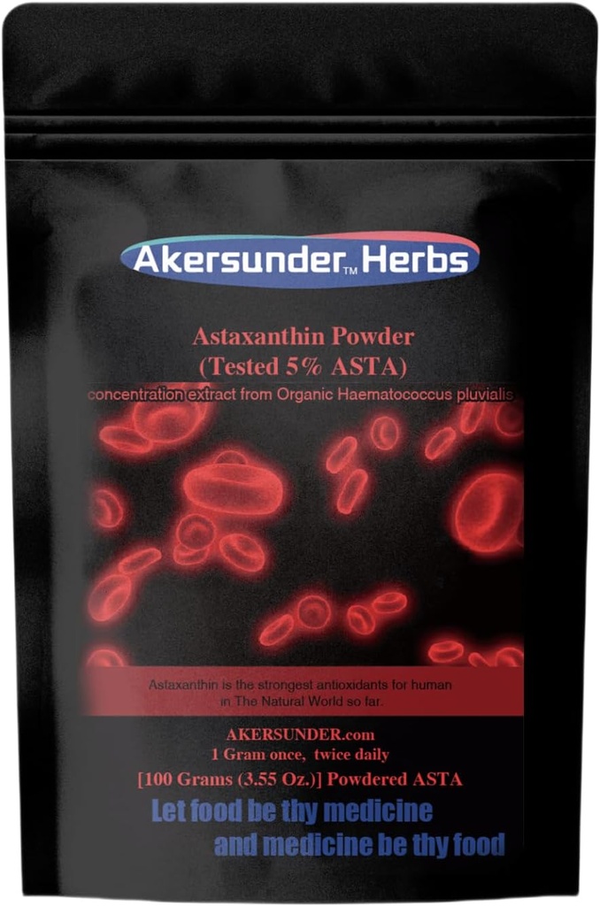 Pure Haematococcus pluvialis Extract Powder, 100 Bedste, astaxanthin (ASTA) > 5%, Stærkeste antioxidanter supplement