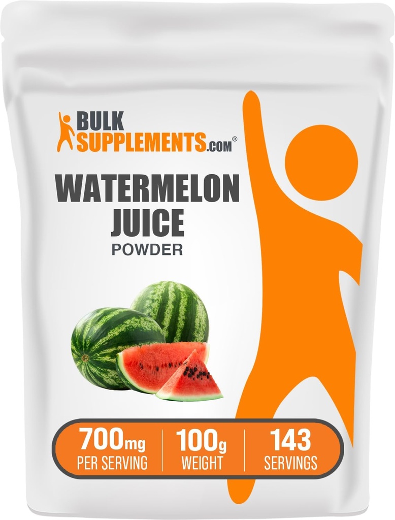 BulkSupplements.com Watermelon Juice Powder - fra Watermelon Fruit, Fruit Powder, Hydeation Supplement - 700mg per Serving, 100g (3,5 oz) (pakning med 1)