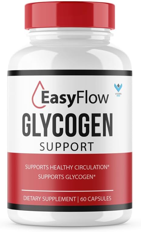 Easy Flow Glycogen Support EasyFlow Glyco piller, Easy Flow maksimal styrke Glycogen sundhed og blod Support, EasyFlow Advanced Glyco Optimizer Officiel formel - 60 kapsler