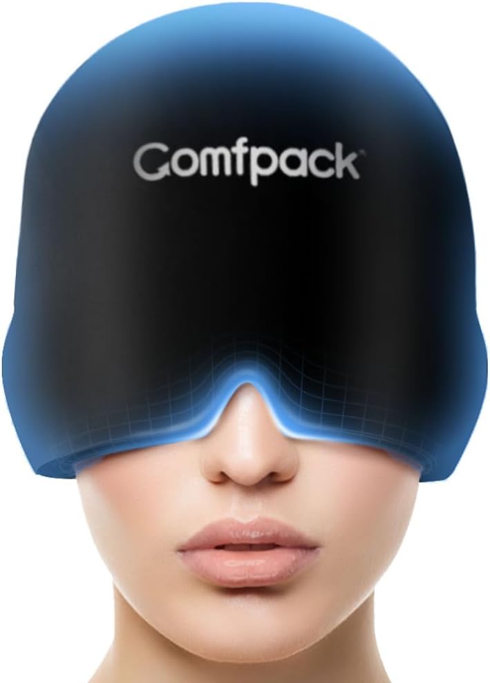 Migræne Relief Cap, Full Head Cold Compress Soft Stretchy Headache Relief Cap for Spænding, Sinus, Stress Relief, Hangover Ice Hat, Puffy Eyes, Gaver for Migræne Lidere