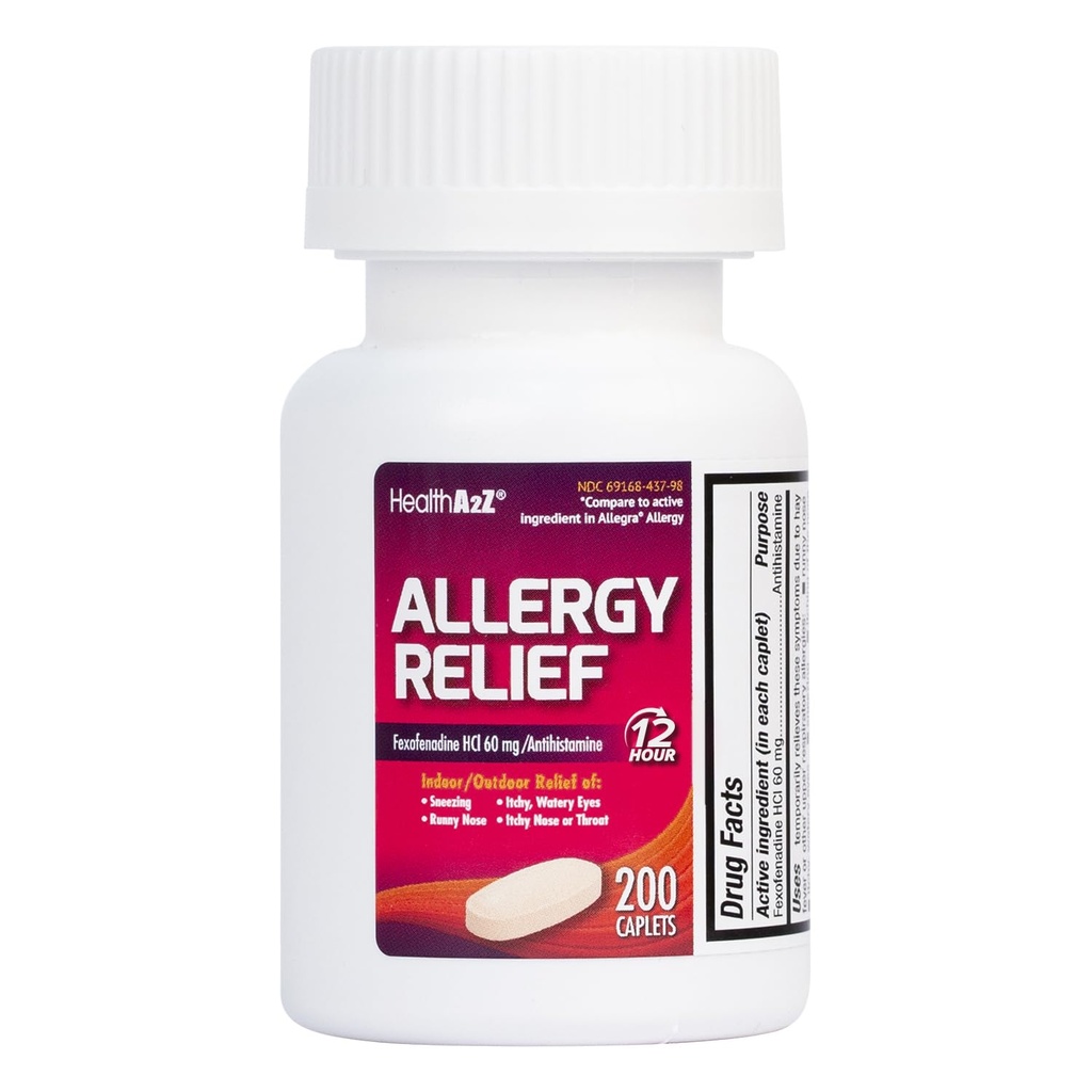 HealthA2Z ® Fexofenadine Hydroklorid 60mg 2 124; 12- Hour Antihistamin for Allergy Relief 1 124; (200 Counts (pakning med 1))