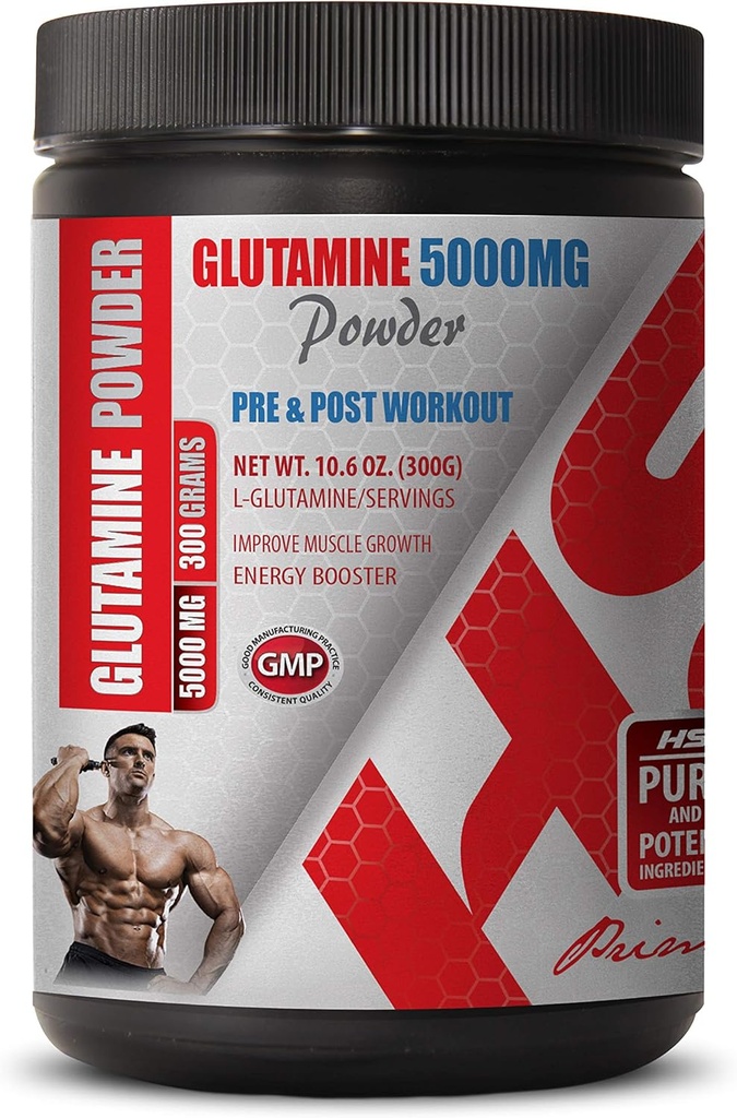 Post Workout Muscle Builder - PRE & Post Workout - GLUTAMIN Pulver 5000MG - I- glutamin bulksupplementer - 1 Kan 300 Bedste