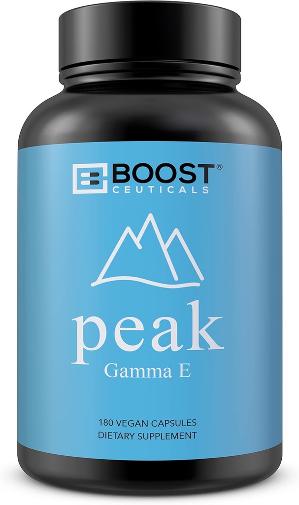 BoostCeuticals Vegan Vitamin e Gamma Tocopherol |180mg Gamma e Per Serving | Antioxidant Immunity Support | Non GMO No Magnesium Stearate No Silica Gluten Free | 180 Capsules