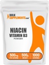 Bulkaddiments.com Niacin Powder - Vitamin B3 Supplement, Niacin 500mg - Niacin Flush, Niacin with Flushing - Gluten Free, 500mg Niacin per Serving, 500g (1, 1 lbs) (Pakning med 1)