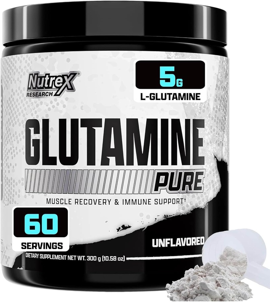 Nutrex Forskning L- Glutamin Powder Supplement - 60 Servering - Pure Unflavored, Non-GMO & Gluten Free Medic124; Ingen klumper!