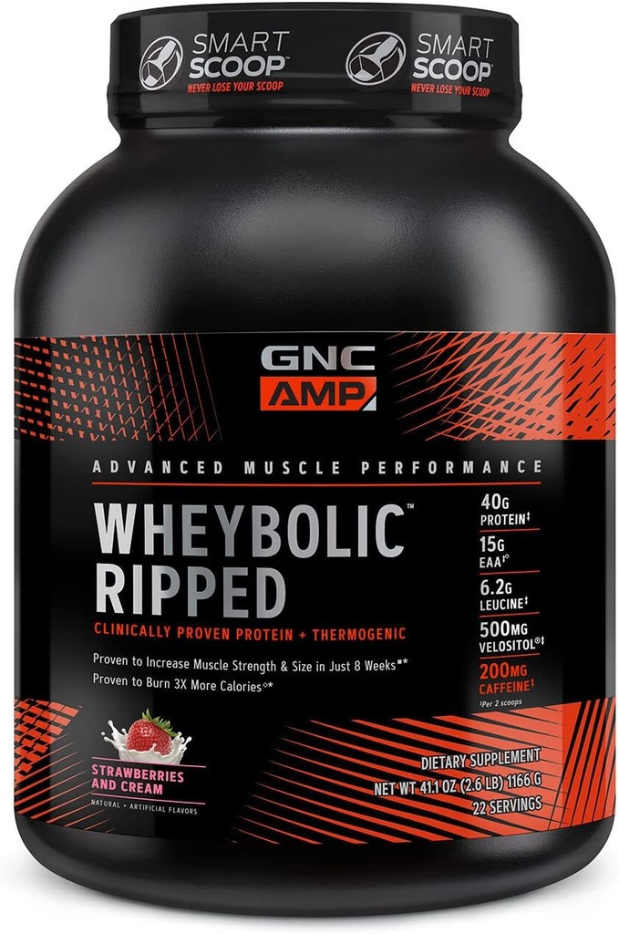 GNC AMP Wheybolc Ripped - Jordbær og fløde (22 Servere)