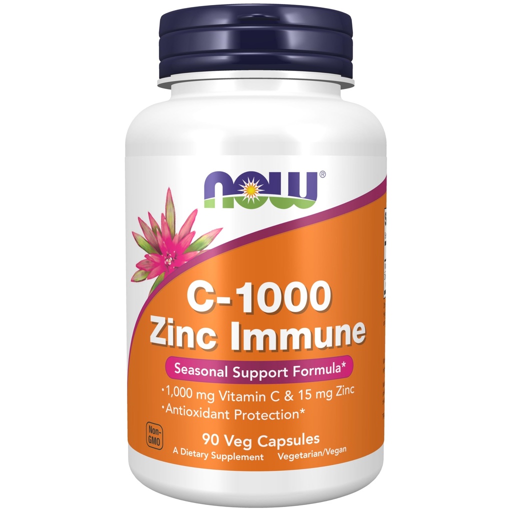 Now Foods Supplements, C- 1000 & Zink immun, Sæsonstøtte Formel *, Antioxidant Protection *, 90 Veg Kapsler