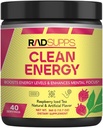 Ren energi - Pre Workout pulver til mænd og kvinder med BCAAs Aminosyrer, energi drik pulver, Aminosyre energi pulver til energi & fokus - 40 Servering (12.7 oz, Hindbær Iced Tea)