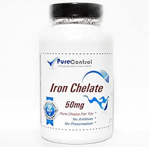 Iron Chelate 50mg // 200 Capsules // Pure // by PureControl Supplements