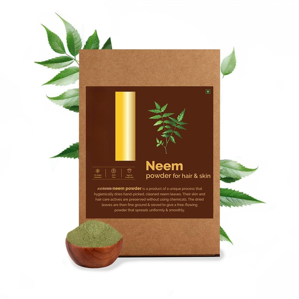 Neem Leaf Powder, 100% Pure & Natural, Hygienically Tørret, Pack for sund skalp & stærk hår - 100 bedstemor