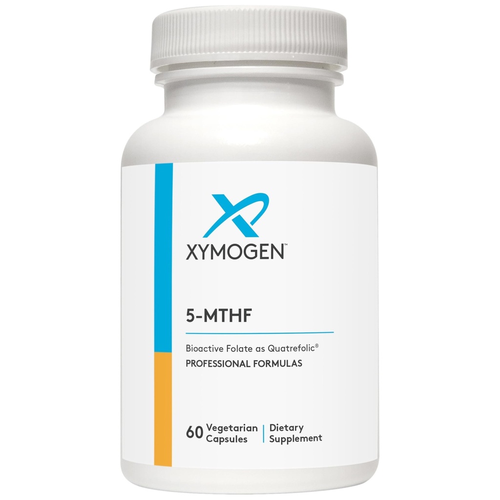 XYMOGEN 5 MTHF - 3,400 mcg DFE Bioactive Folate Supplement som Quatrefolisk - Cardiovaskulær, Mood + Methylation Support - Vitamin B methylfolat som L Methylfolat (60 kapsler)