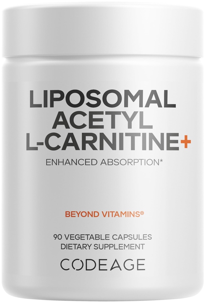 Kodeage Liposomal Acetyl- L- Carnitin + Supplement - 500 mg Acetyl- L- Carnitin per servering - 3 - Måned Supply, Liposomal Levering - Alcar Supplement - L- Carnitin - Non-GMO, Gluten- Free, 90 Kapsler