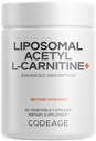 Kodeage Liposomal Acetyl- L- Carnitin + Supplement - 500 mg Acetyl- L- Carnitin per servering - 3 - Måned Supply, Liposomal Levering - Alcar Supplement - L- Carnitin - Non-GMO, Gluten- Free, 90 Kapsler